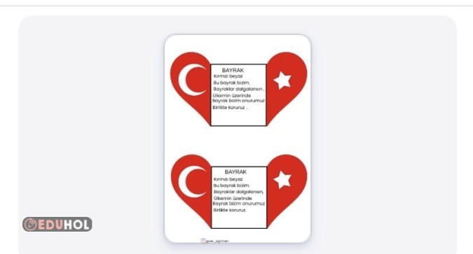 Bayrak şiiri deftere yapıştırma