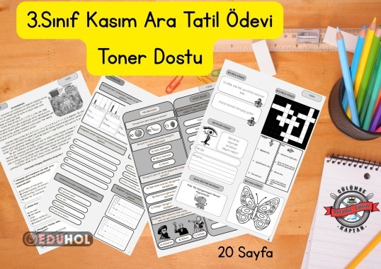 3.Sınıf Kasım Ara Tatil Çalışma Sayfaları (Toner Dostu)