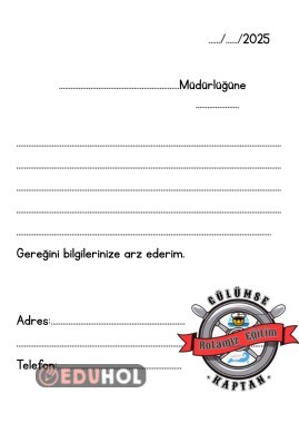 Okul Müdürüme Dilekçe Yazıyorum Etkinlik