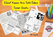 3.Sınıf Kasım Ara Tatil Çalışma Sayfaları (Toner Dostu)