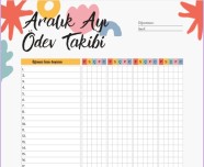 Aralık Ayı Ödev Takip Çizelgesi