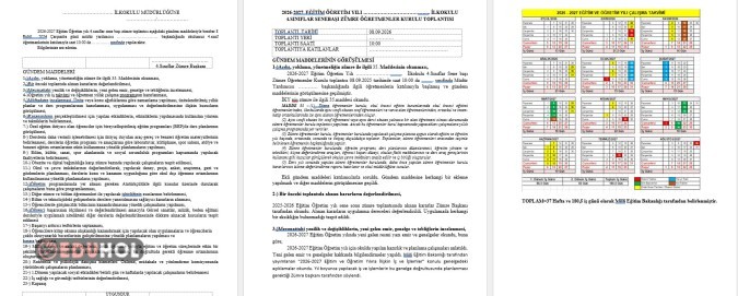 4. SINIF 2026-2027 SENE BAŞI ZÜMRE TUTANAĞI