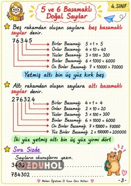 4. SINIF MATEMATİK BASAMAK ADLARI VE DEĞERİ DERS NOTLARI 3. SAYFA