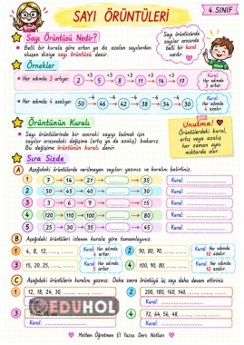 4. SINIF SAYI ÖRÜNTÜLERİ DEFTER NOTU