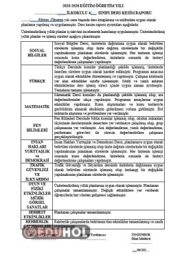 4.SINIF DERS KESİM RAPORU 2