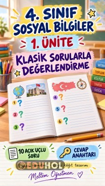 4.SINIF SOSYAL BİLGİLER 1. ÜNİTE KLASİK DEĞERLENDİRME CEVAP ANAHTARLI
