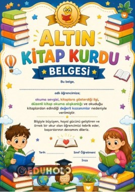 ALTIN KİTAP KURDU BELGESİ
