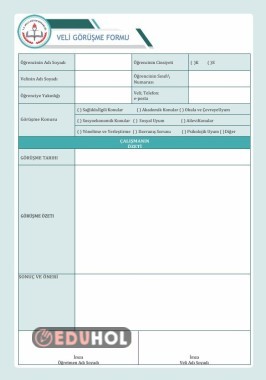 BÜTÜN SINIFLAR İÇİN VELİ GÖRÜŞME FORMU