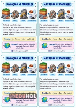 KAYAÇLAR VE MADENLER A4 TE 4 ÖĞRENCİLİK