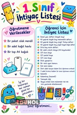 1. SINIF İHTİYAÇ LİSTESİ