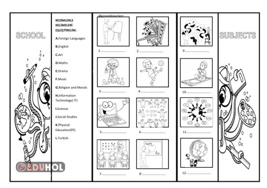 School Subjects Foldable Activity