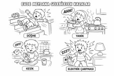 Evde meydana gelebilecek kazalar deftere yapıştırma