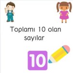 Toplamı 10 olan sayılar çalışma kağıdı