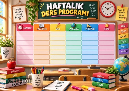 3 Boyut Görünümlü Boş Ders Programı