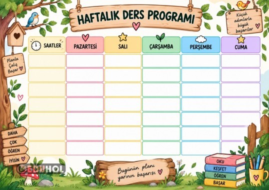Kuş Temalı Boş Ders Programı