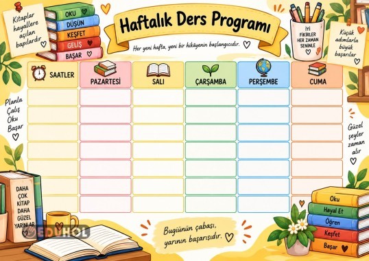 Sarı Renkli Boş Ders Programı