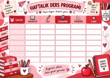 Kırmızı Renkli Ders Boş Programı