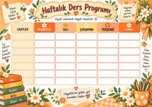 Turuncu Çiçekli Boş Ders Programı