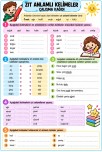 Zıt Anlamlı Kelimeler Çalışma Kağıdı