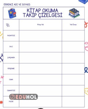 KİTAP OKUMA TAKİP ÇİZELGESİ