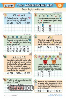 3.SINIF MATEMATİK 1.TEMA DEĞERLENDİRME TESTİ