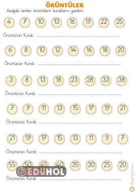 6 SAYFA ÖRÜNTÜ ÇALIŞMA KAĞIDI