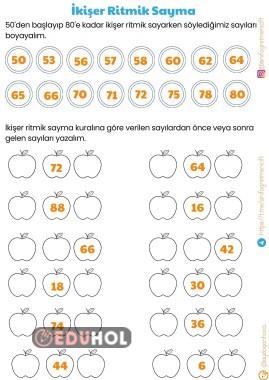 İKİŞER RİTMİK SAYMA ÇALIŞMA KAĞIDI