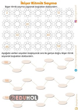 İKİŞER RİTMİK SAYMA ÇALIŞMA SAYFASI