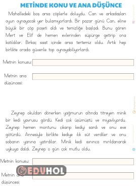 METNİN KONUSU VE ANA  DÜŞÜNCE