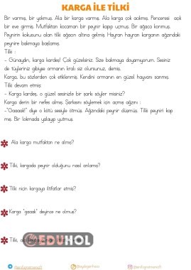 OKUMA ANLAMA METNİ KARGA İLE TİLKİ