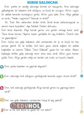 OKUMA ANLAMA METNİ KIRIK SALINCAK