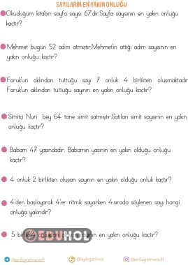 SAYILARIN EN YAKIN ONLUĞU İLE İLGİLİ PROBLEMLER