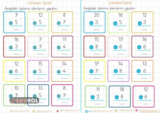 TOPLAMA -ÇIKARMA İŞLEMİ ALIŞTIRMALARI