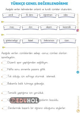 TÜRKÇE DEĞERLENDİRME ÇALIŞMASI