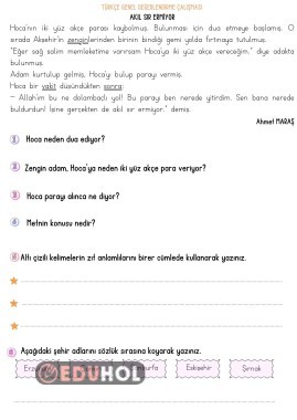 TÜRKÇE GENEL DEĞERLENDİRME ÇALIŞMASI