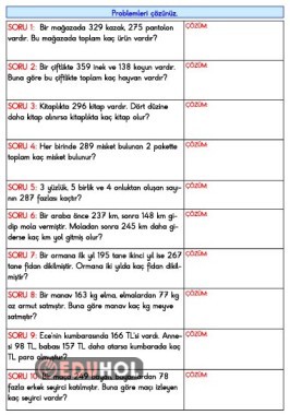 TOPLAMA İŞLEMİ PROBLEMLERİ