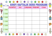 HAFTALIK DERS PROGRAMI ŞABLON