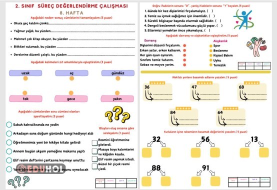 2. SINIF SÜREÇ DEĞERLENDİRME ÇALIŞMASI 8. HAFTA