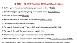 40 SORU 40 CEVAP SOSYAL BİLGİLER YARIŞMA SORULARIMIZ