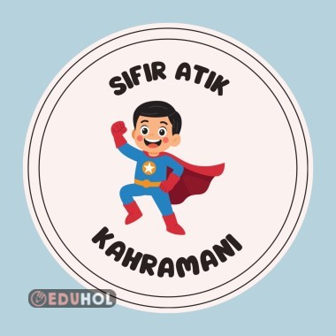 SIFIR ATIK KAHRAMANI ERKEK ÖĞRENCİ ETİKETİ