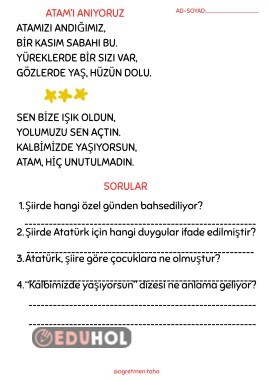 10 KASIM ŞİİR OKUMA VE BOYAMA