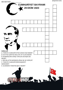 29 EKİM CUMHURİYET BAYRAMI BULMACA