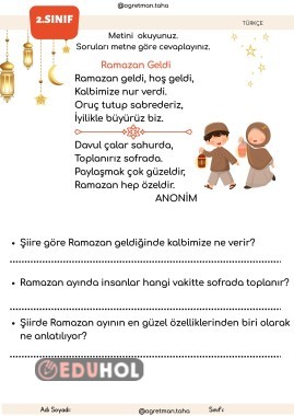 Ramazan Geldi Şiiri Okuma Anlama