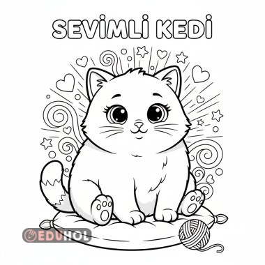 Sevimli kedi boyama sayfası