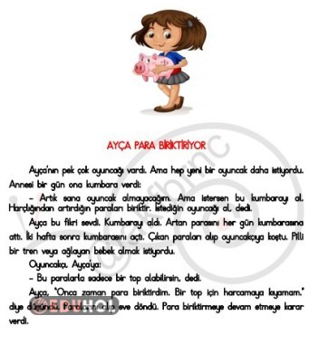 Ayça Para Biriktiriyor Okuma Metni
