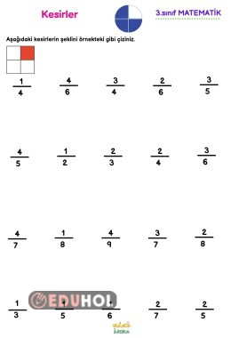 Verilen kesrin şeklini çizme