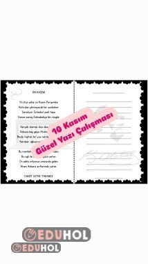 10 KASIM GÜZEL YAZI ÇALIŞMASI ETKİNLİK ŞABLONU