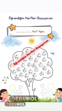 Öğrendiğim Harfleri Boyuyorum (Harf Ağacım)