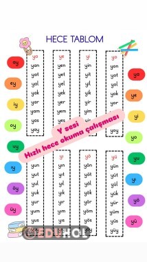 Y Sesi Hızlı Hece Okuma Çalışması