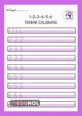 1,2,3,4,5,6 Rakam Çalışması